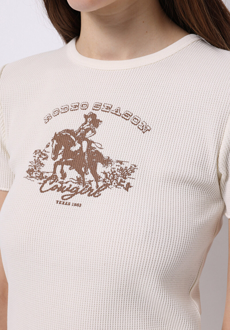 Показати інформацію про Футболка З Коротким Рукавом Жіноча Бежева  Cl1074534