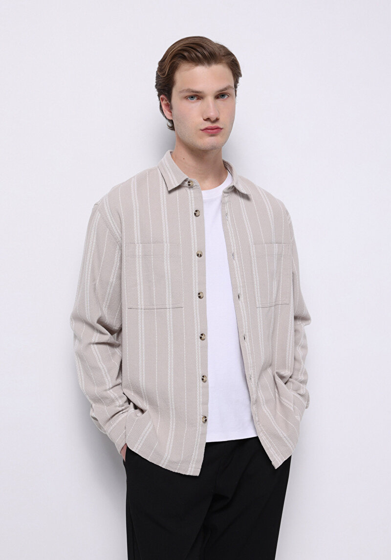 Зображення Сорочка З Довгим Рукавом Чоловіча Бежева  Cl1075307
