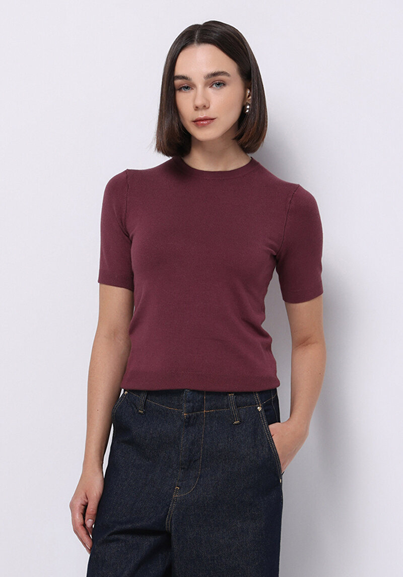 Зображення Светр Із Коротким Рукавом Жіночий Бордовий  Cl1075531