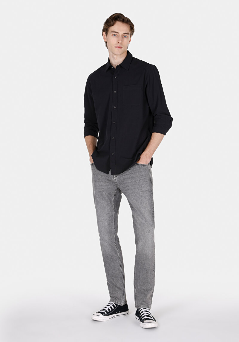 Показати інформацію про Сорочка З Довгим Рукавом Чоловіча Чорна  Cl1073761