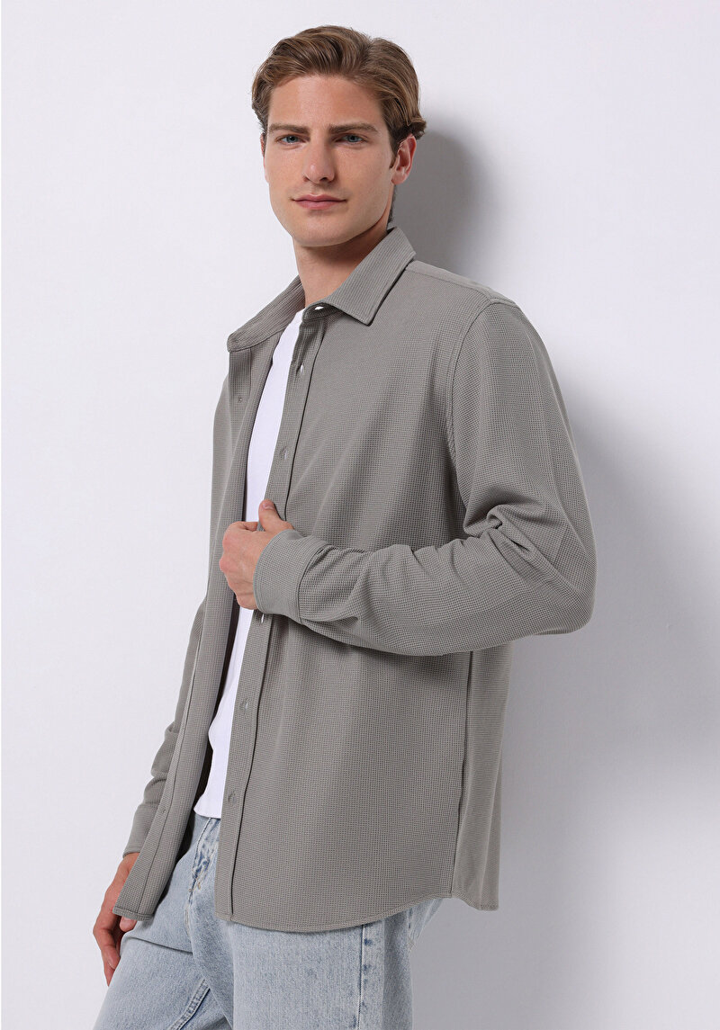 Зображення Сорочка З Довгим Рукавом Чоловіча Зелена  Cl1075365