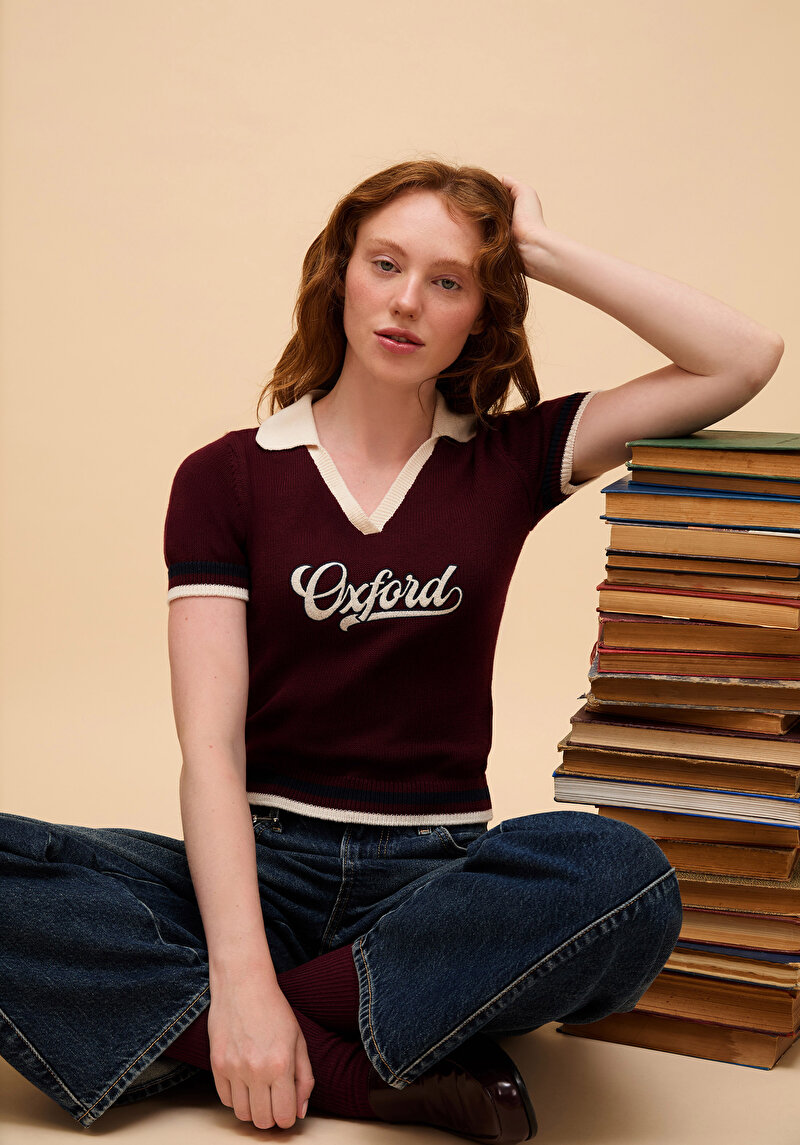 Зображення Светр Із Коротким Рукавом Жіночий Бордовий  Cl1075511