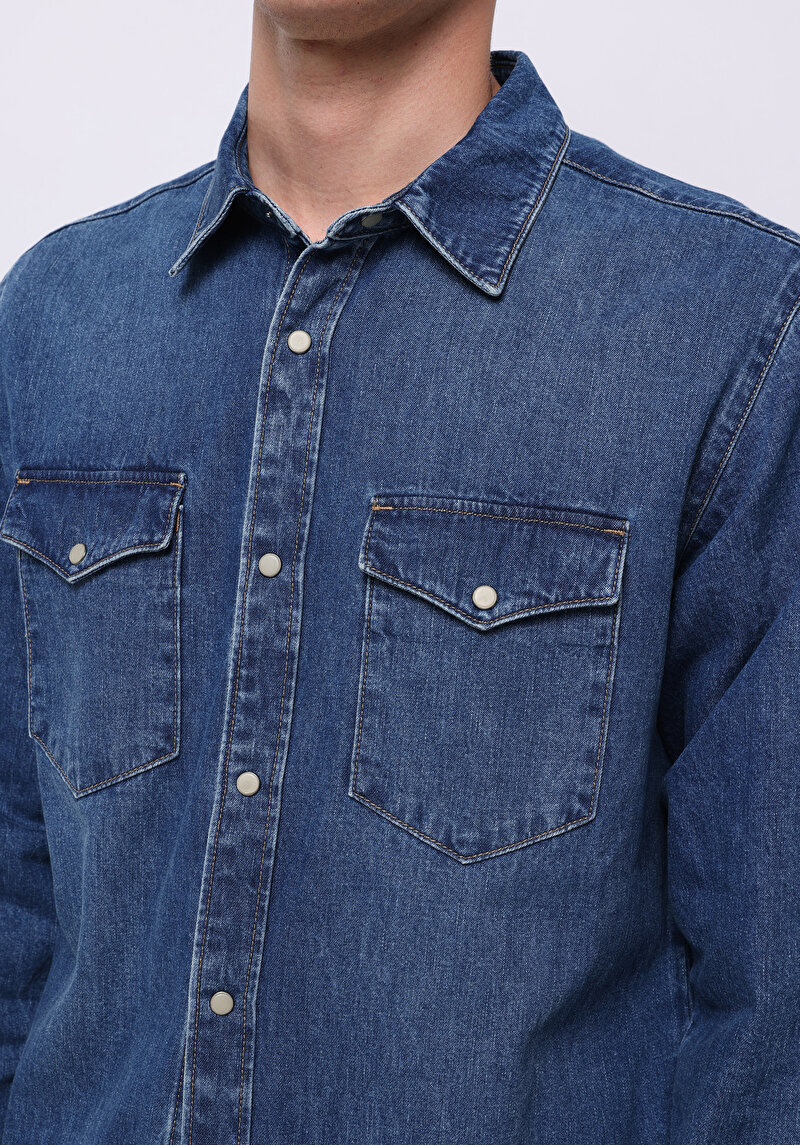 Зображення Сорочка З Довгим Рукавом Чоловіча Блакитна Cl1076174