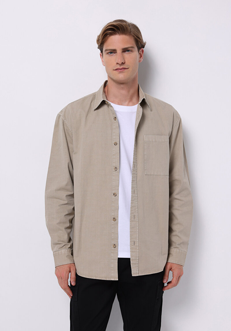 Зображення Сорочка З Довгим Рукавом Чоловіча Бежева  Cl1075661