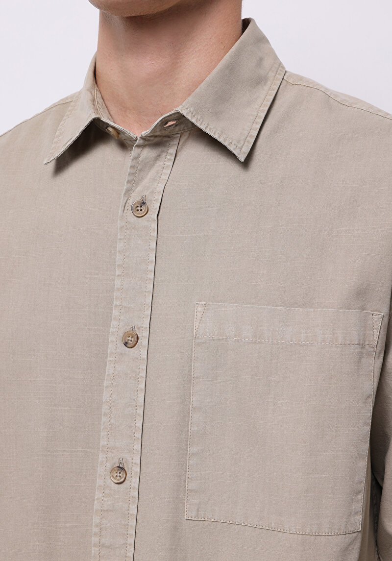 Показати інформацію про Сорочка З Довгим Рукавом Чоловіча Бежева  Cl1075661