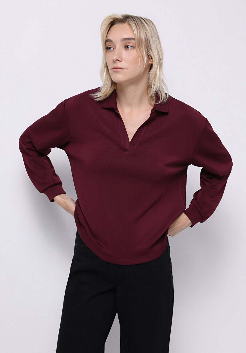 Зображення Теніска Поло З Довгим Рукавом Жіночий Фіолетовий Cl1075636