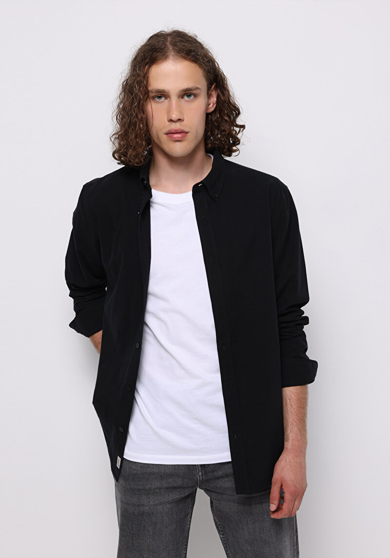 Зображення Сорочка З Довгим Рукавом Чоловіча Чорна  Cl1073845