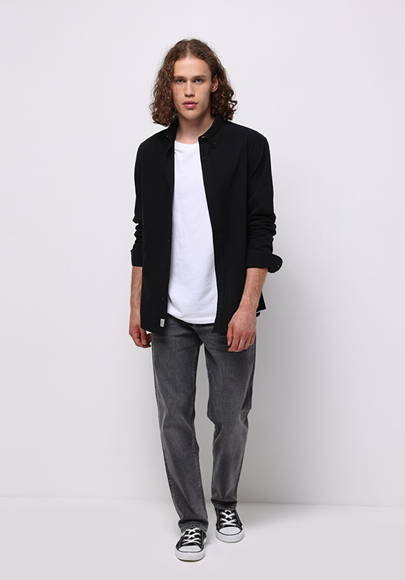 Показати інформацію про Сорочка З Довгим Рукавом Чоловіча Чорна  Cl1073845