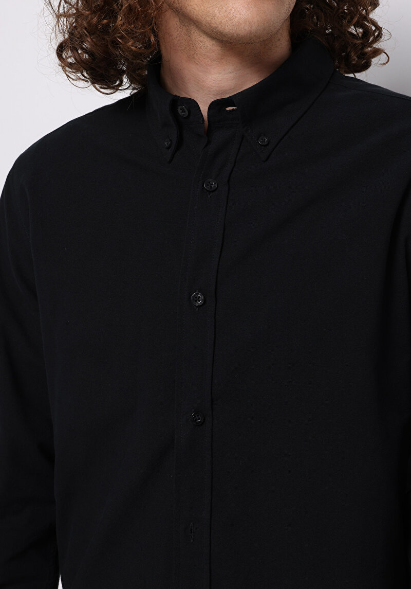 Показати інформацію про Сорочка З Довгим Рукавом Чоловіча Чорна  Cl1073845