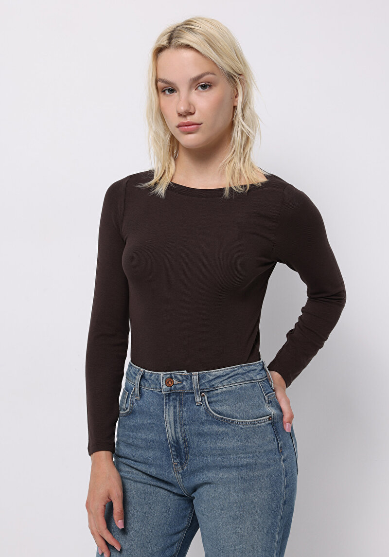 Зображення Футболка З Довгим Рукавом Жіноча Коричнева  Cl1070957