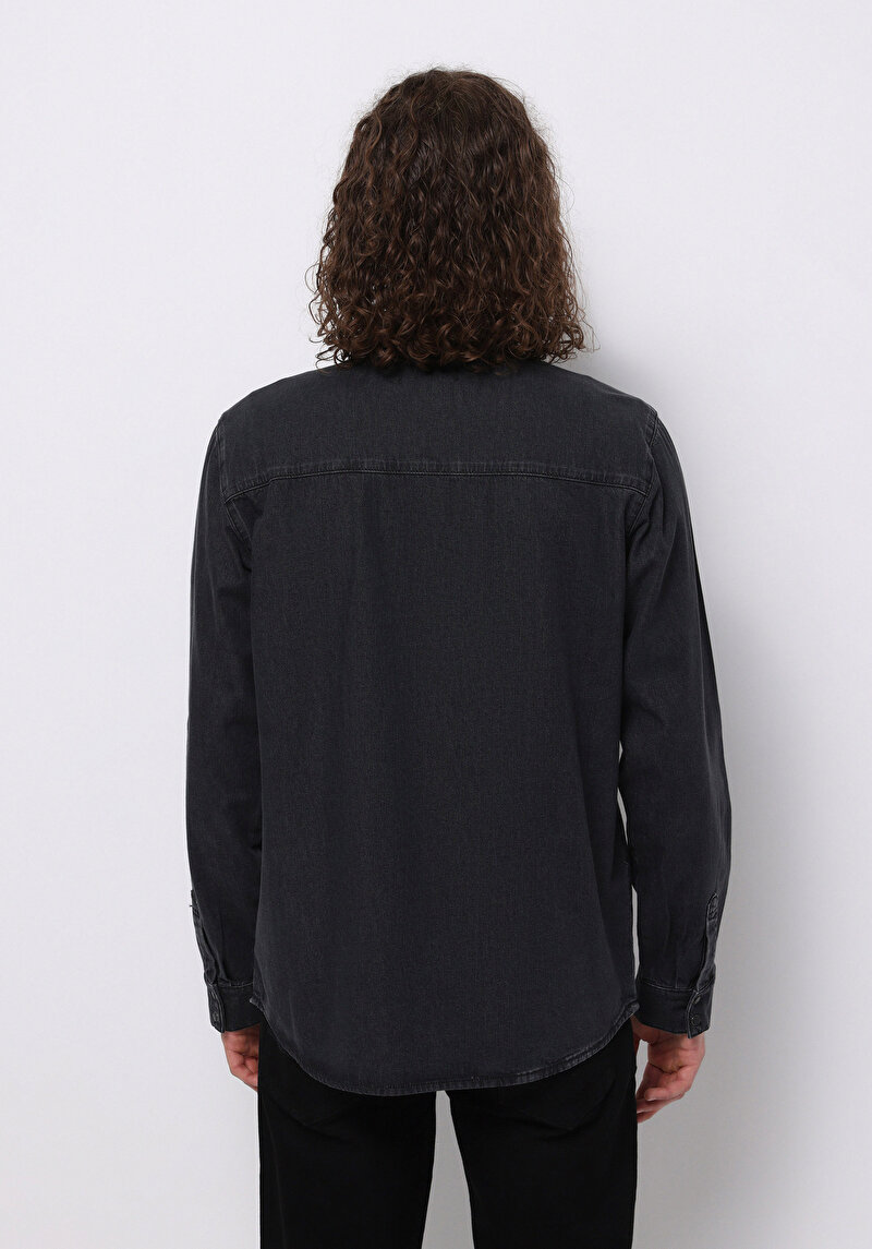 Показати інформацію про Сорочка З Довгим Рукавом Чоловіча Чорна  Cl1076175