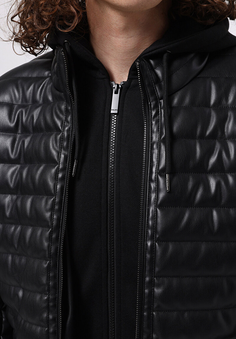 Показати інформацію про Куртка З Еко-шкіри Чоловіча Чорна  Cl1076211