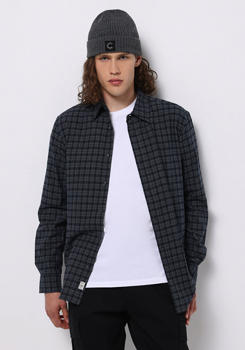 Зображення Сорочка З Довгим Рукавом Чоловіча Синя  Cl1077139