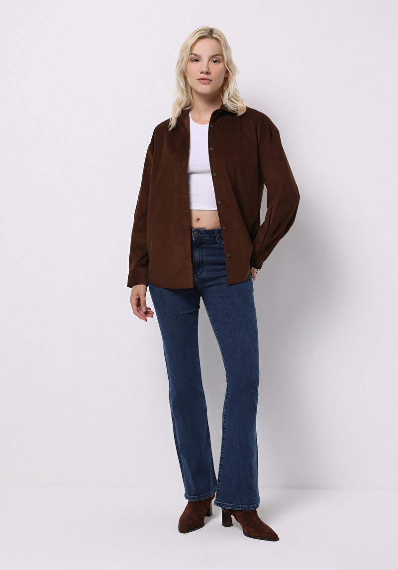 Показати інформацію про Сорочка З Довгим Рукавом Жіноча Коричнева  Cl1070171