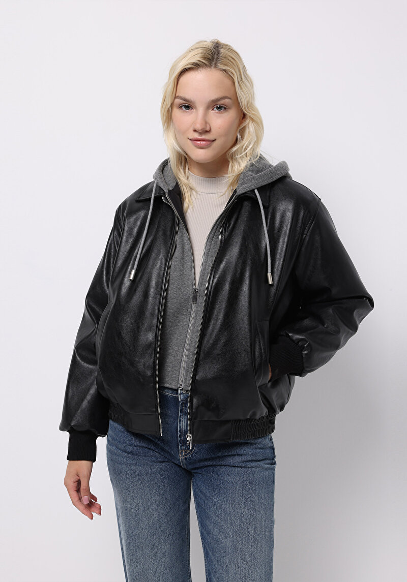 Зображення Куртка З Еко-шкіри Жіноча Чорна  Cl1076417