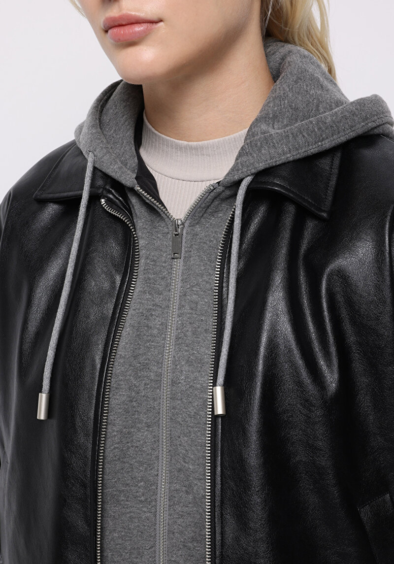 Показати інформацію про Куртка З Еко-шкіри Жіноча Чорна  Cl1076417