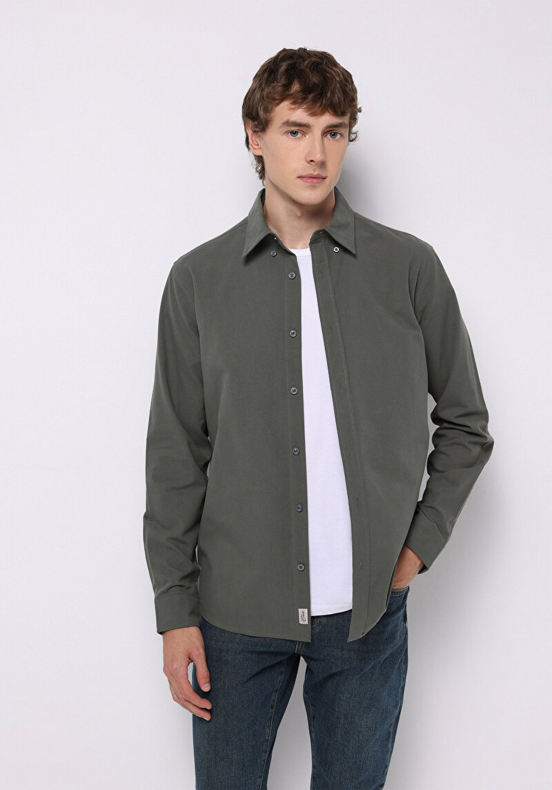 Зображення Сорочка З Довгим Рукавом Чоловіча Зелена  Cl1073845