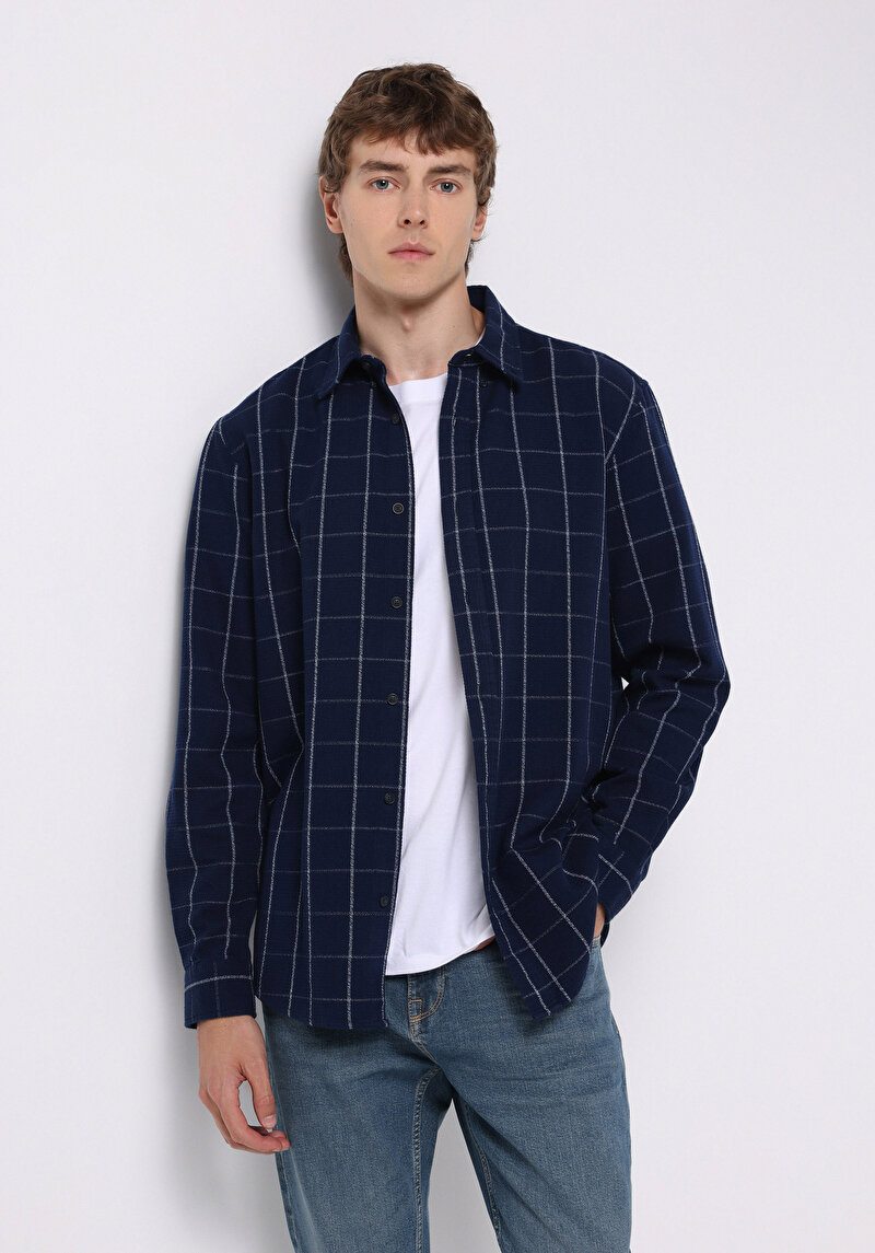 Зображення Сорочка З Довгим Рукавом Чоловіча Синя  Cl1075449