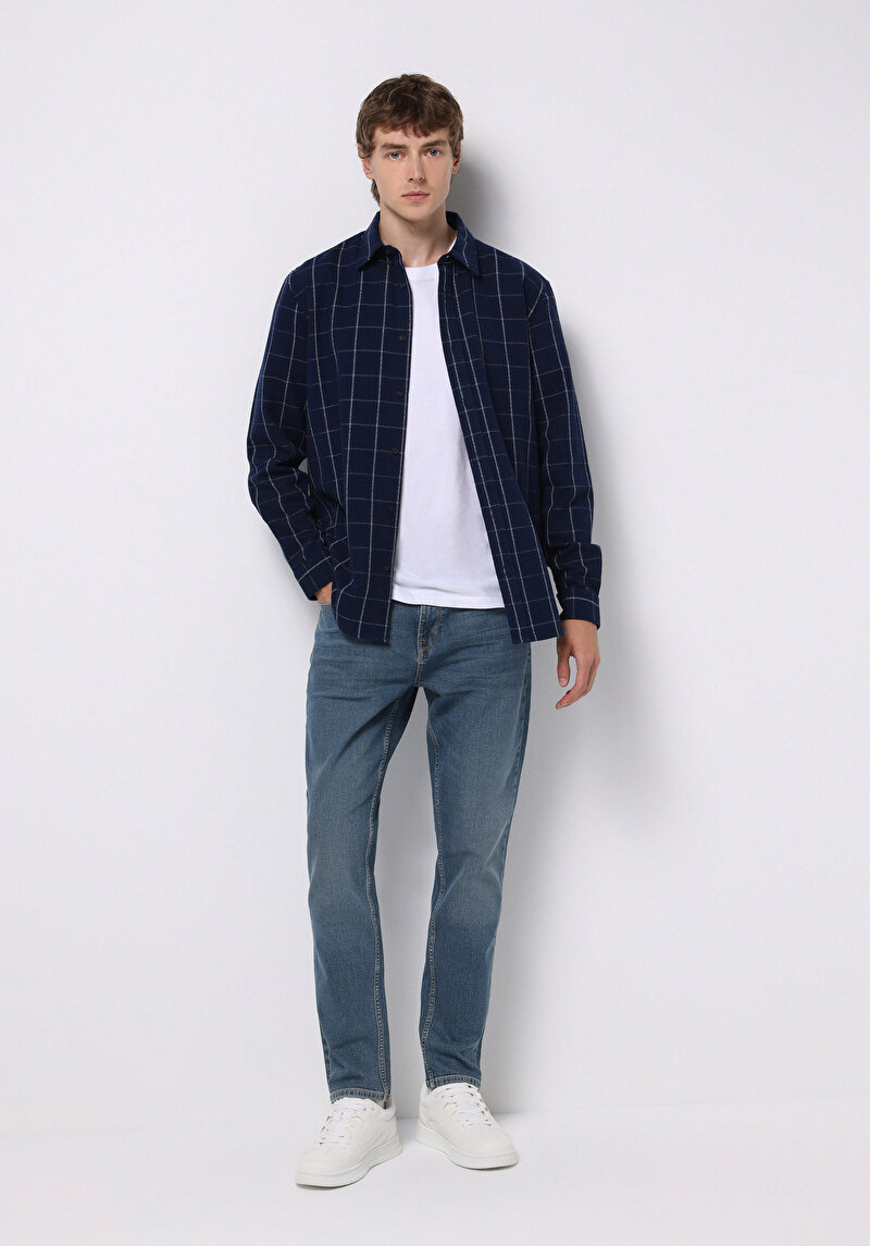 Показати інформацію про Сорочка З Довгим Рукавом Чоловіча Синя  Cl1075449