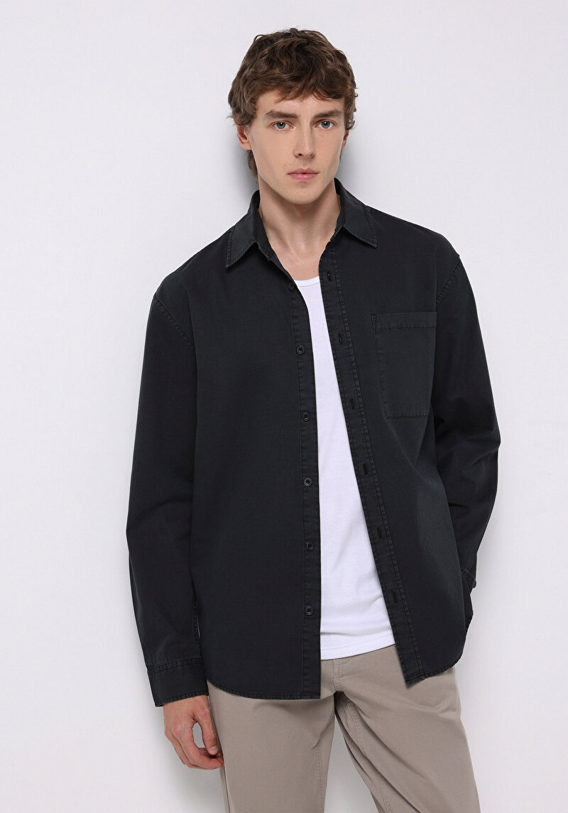 Зображення Сорочка З Довгим Рукавом Чоловіча Чорна  Cl1075661