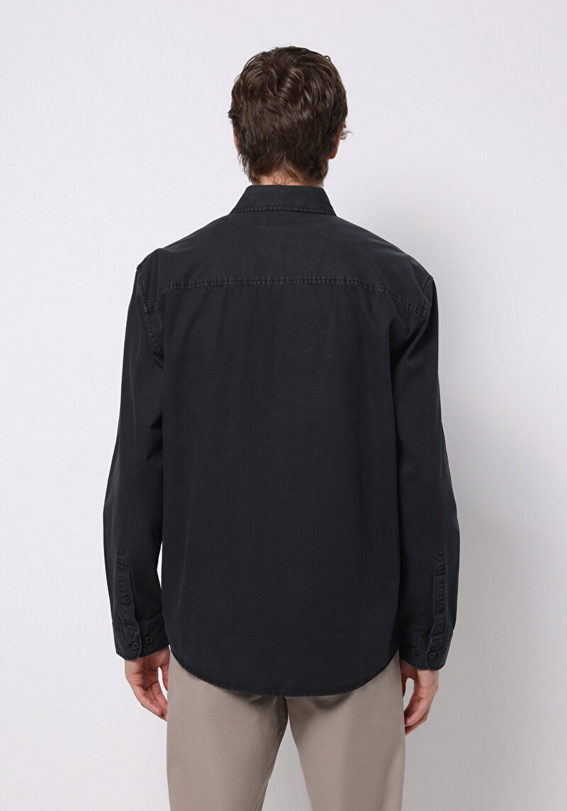 Показати інформацію про Сорочка З Довгим Рукавом Чоловіча Чорна  Cl1075661