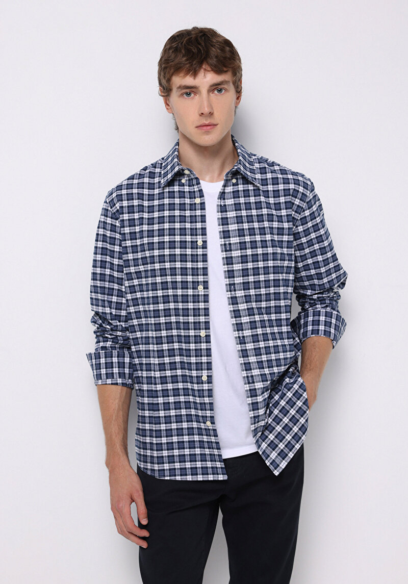 Зображення Сорочка З Довгим Рукавом Чоловіча Синя  Cl1076492