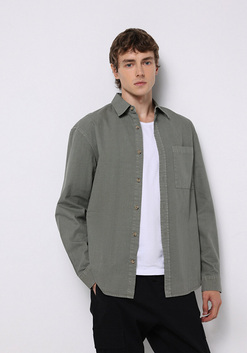 Зображення Сорочка З Довгим Рукавом Чоловіча Зелена  Cl1075661