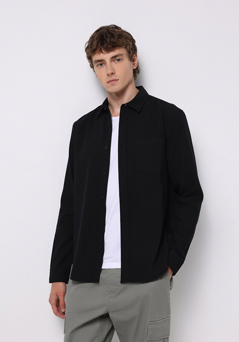 Зображення Сорочка З Довгим Рукавом Чоловіча Чорна  Cl1076727