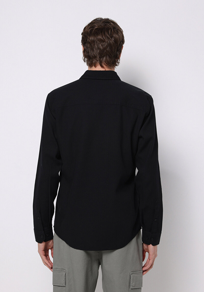 Показати інформацію про Сорочка З Довгим Рукавом Чоловіча Чорна  Cl1076727