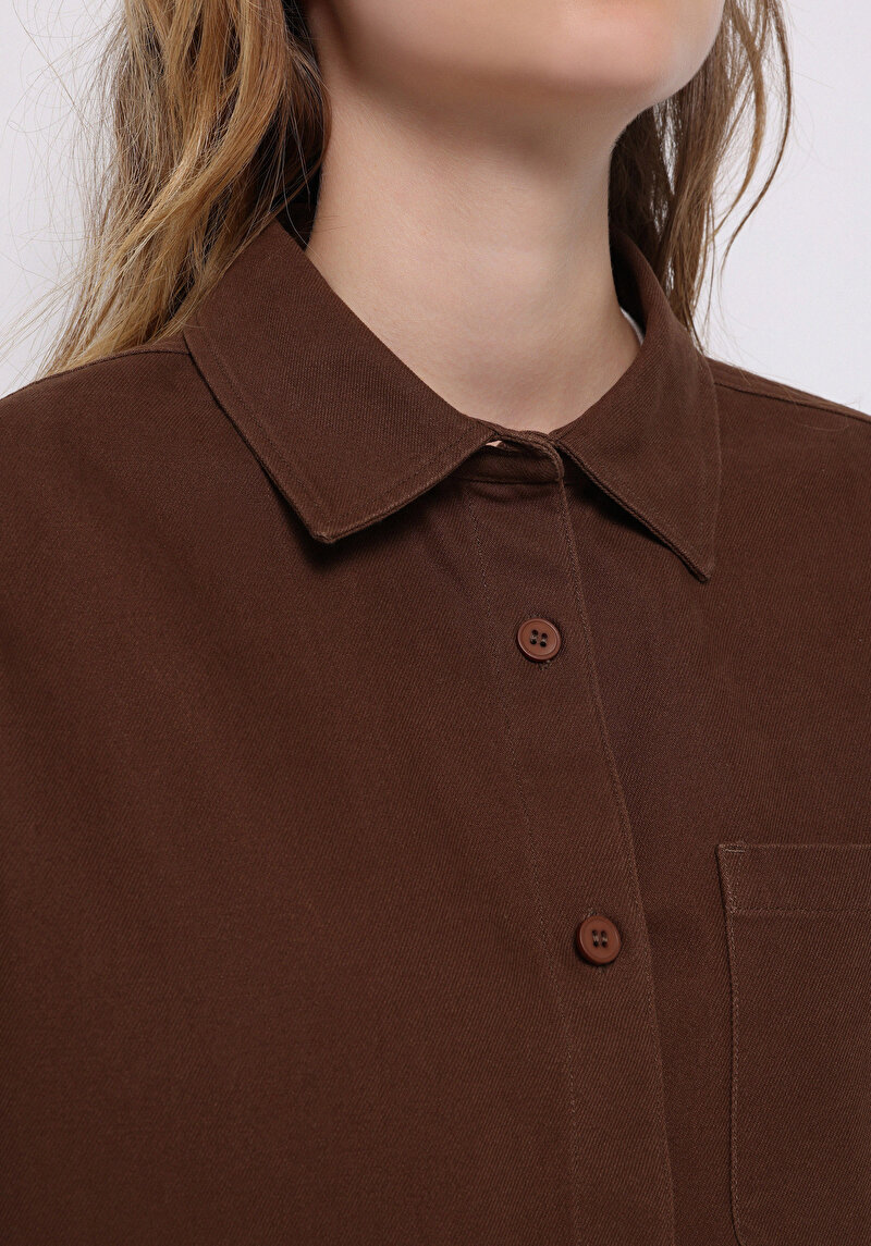 Показати інформацію про Сорочка З Довгим Рукавом Жіноча Коричнева  Cl1076671