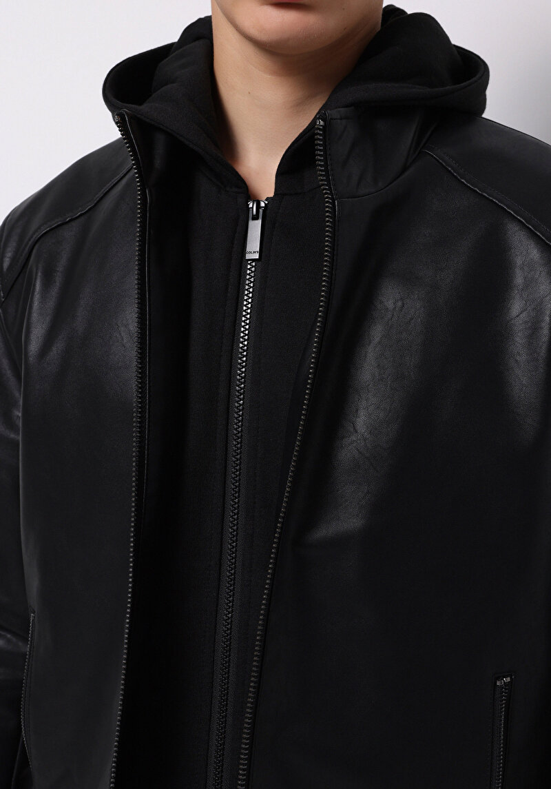 Показати інформацію про Куртка З Еко-шкіри Чоловіча Чорна  Cl1076180