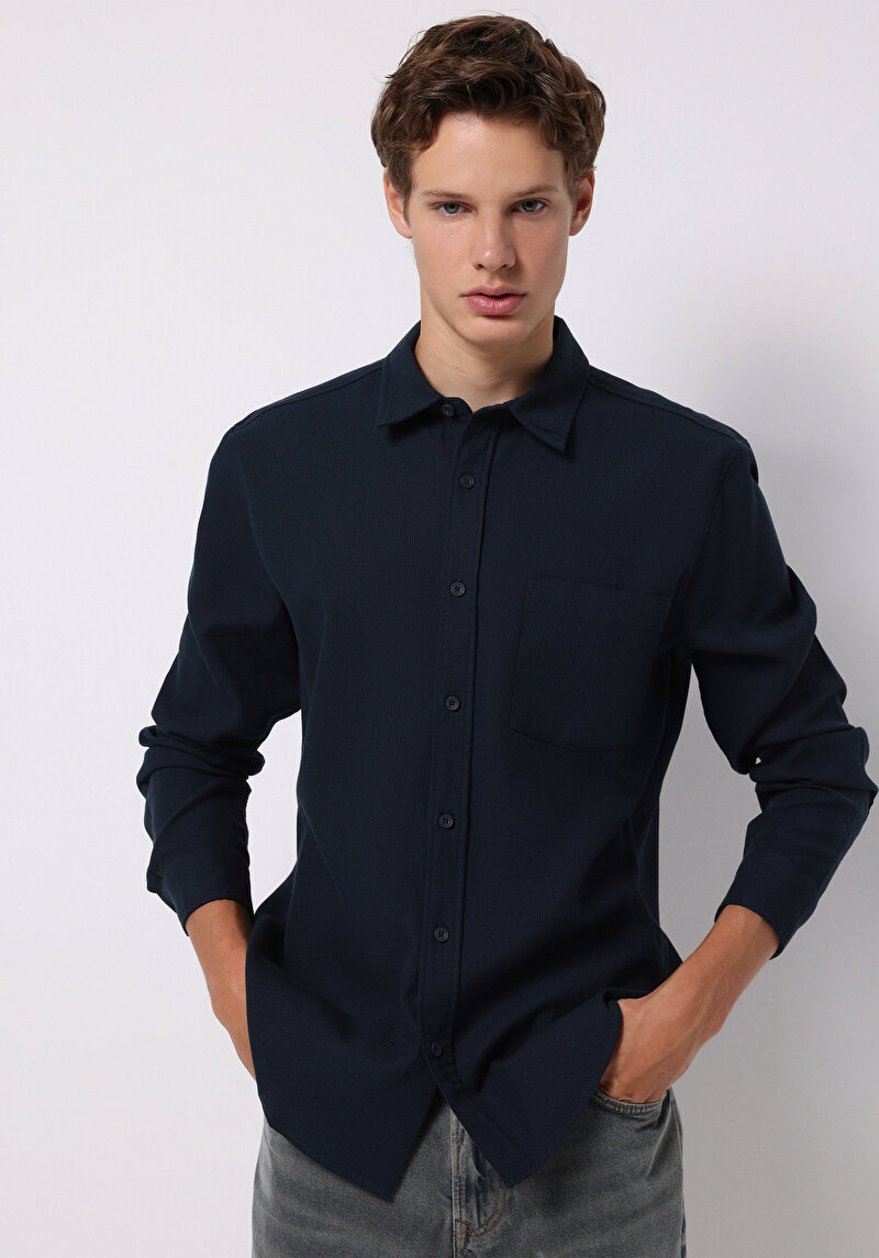 Зображення Сорочка З Довгим Рукавом Чоловіча Синя  Cl1076727