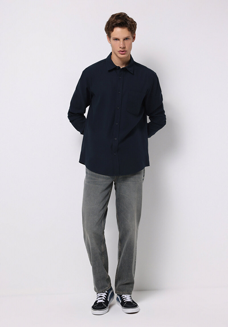 Показати інформацію про Сорочка З Довгим Рукавом Чоловіча Синя  Cl1076727