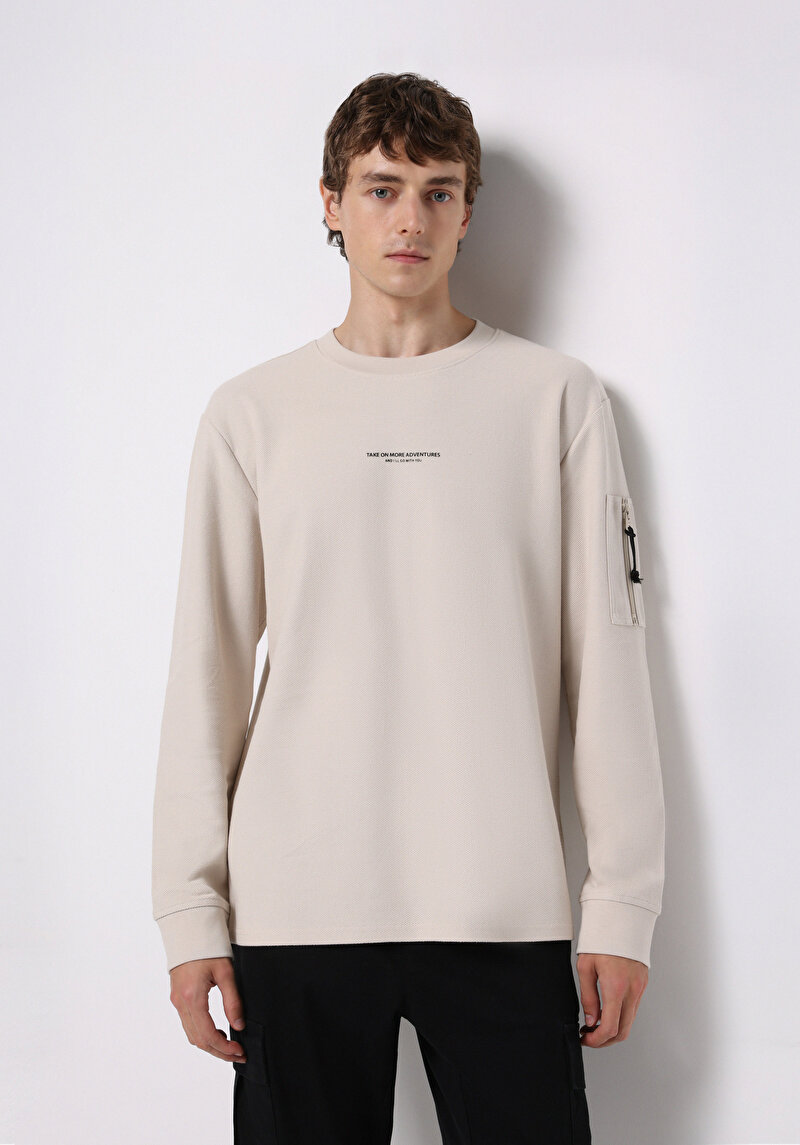 Зображення Футболка З Довгим Рукавом Чоловіча Бежева  Cl1075344