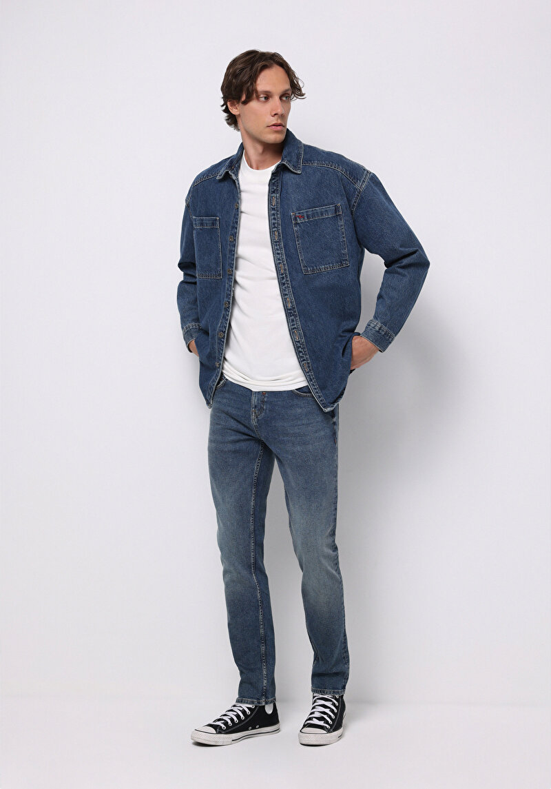 Зображення 044 Karl Джинси Чоловічі Блакитні Прямого Крою Cl1076968