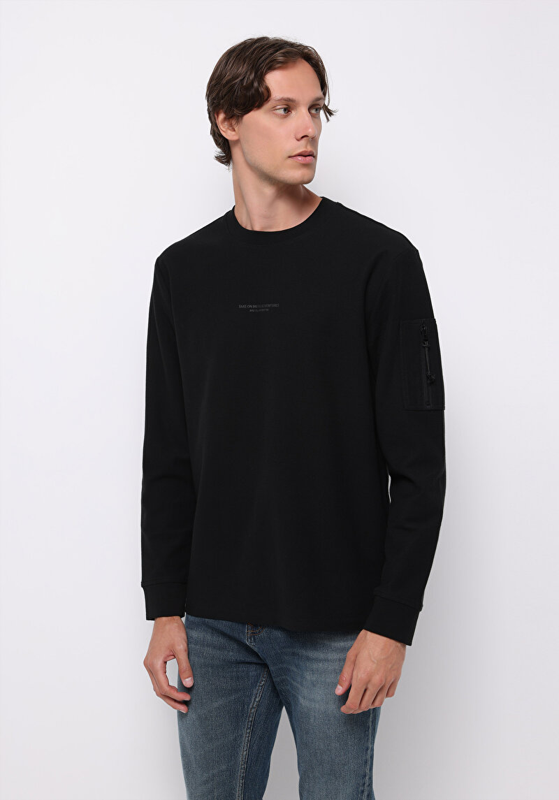 Зображення Футболка З Довгим Рукавом Чоловіча Чорна  Cl1075344