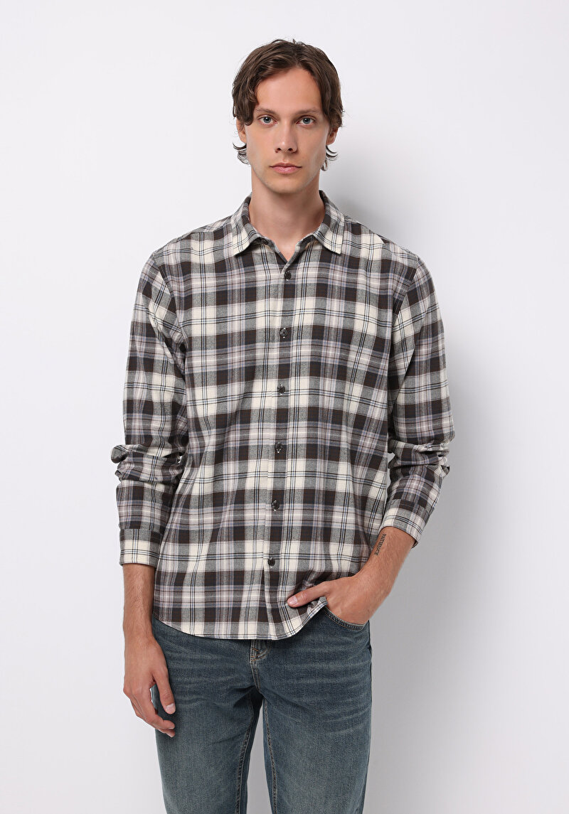 Зображення Сорочка З Довгим Рукавом Чоловіча Коричнева  Cl1076277