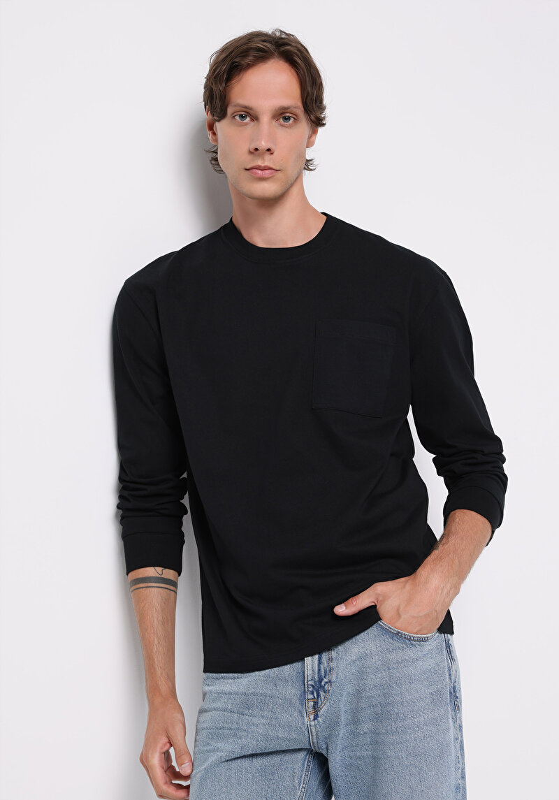 Зображення Футболка З Довгим Рукавом Чоловіча Чорна  Cl1076435