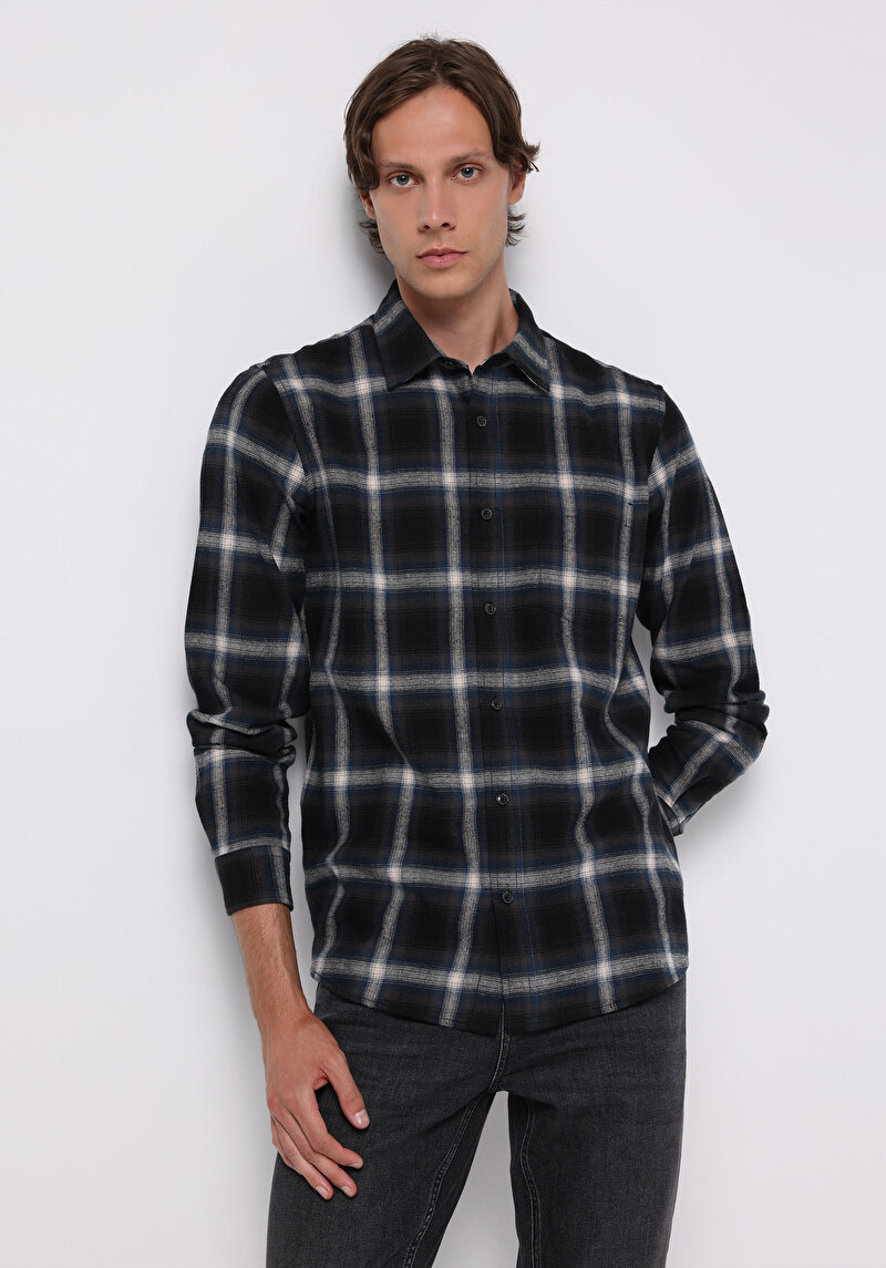 Зображення Сорочка З Довгим Рукавом Чоловіча Синя  Cl1076515