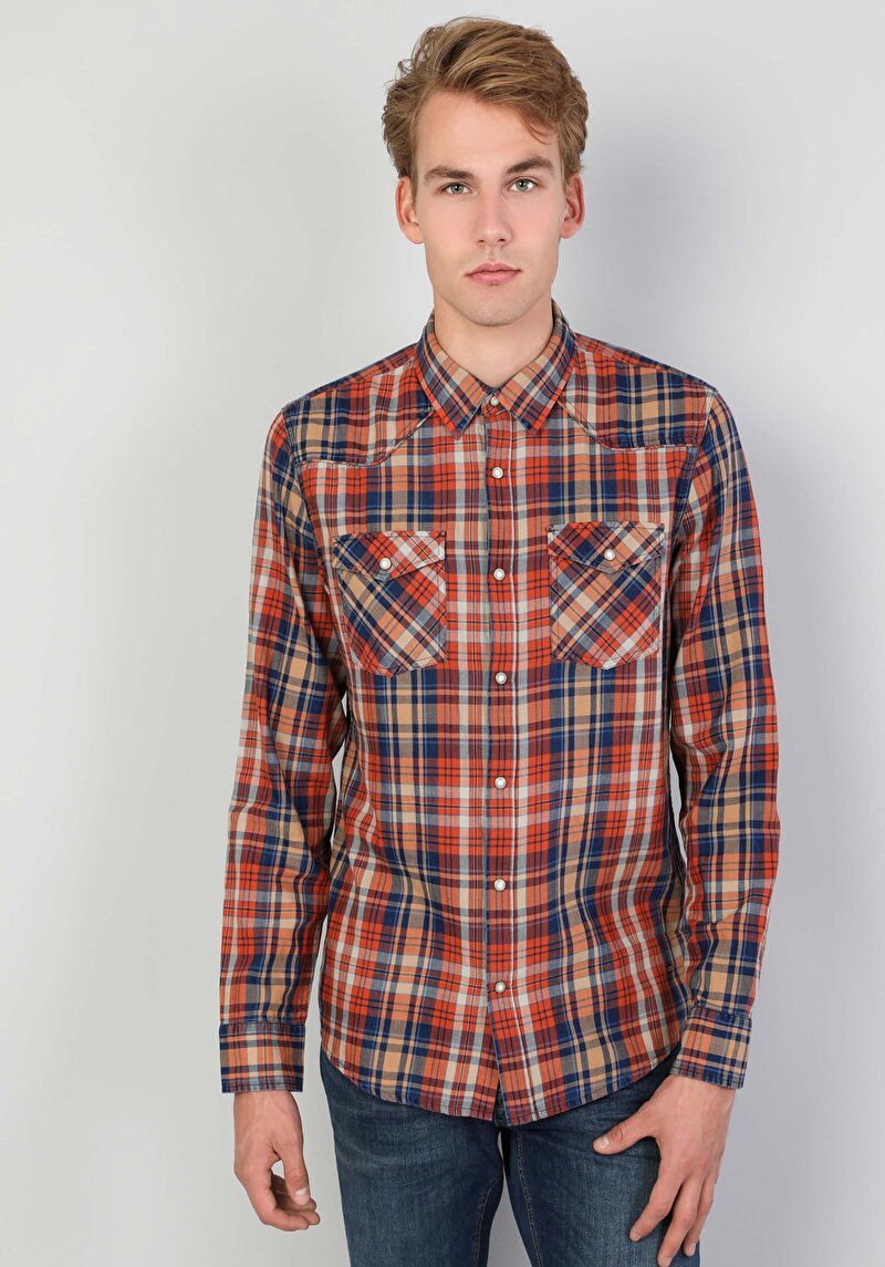 Зображення Сорочка З Довгим Рукавом Чоловіча Помаранчева  Cl1047335