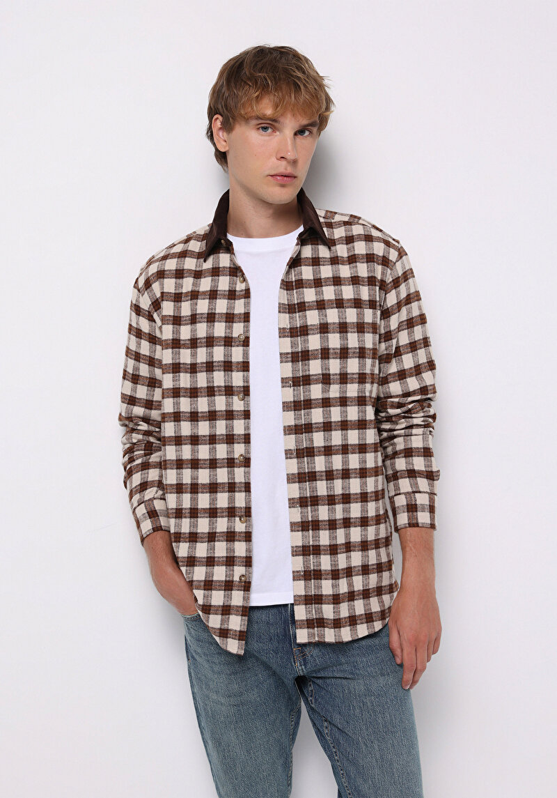 Зображення Сорочка З Довгим Рукавом Чоловіча Коричнева  Cl1077329