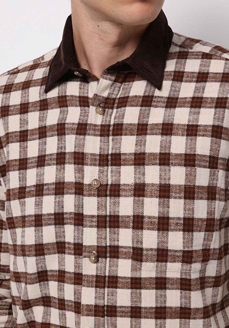 Показати інформацію про Сорочка З Довгим Рукавом Чоловіча Коричнева  Cl1077329