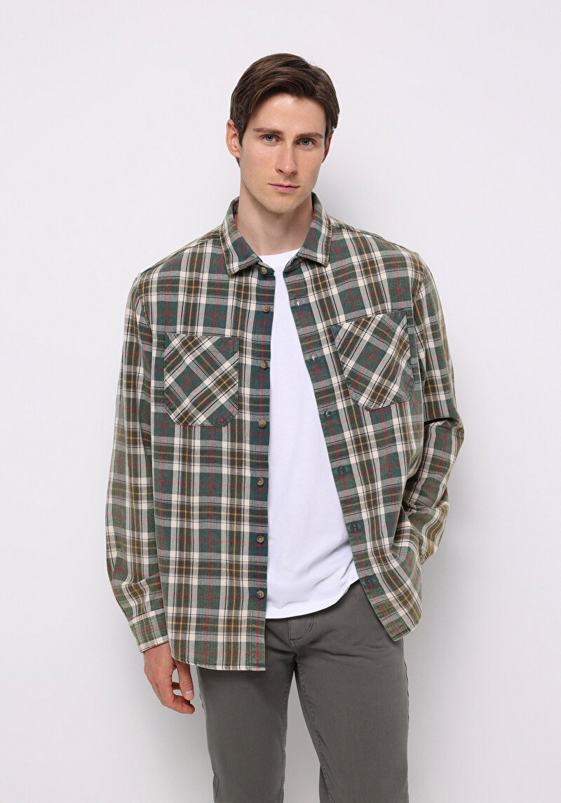 Зображення Сорочка З Довгим Рукавом Чоловіча Зелена  Cl1076502