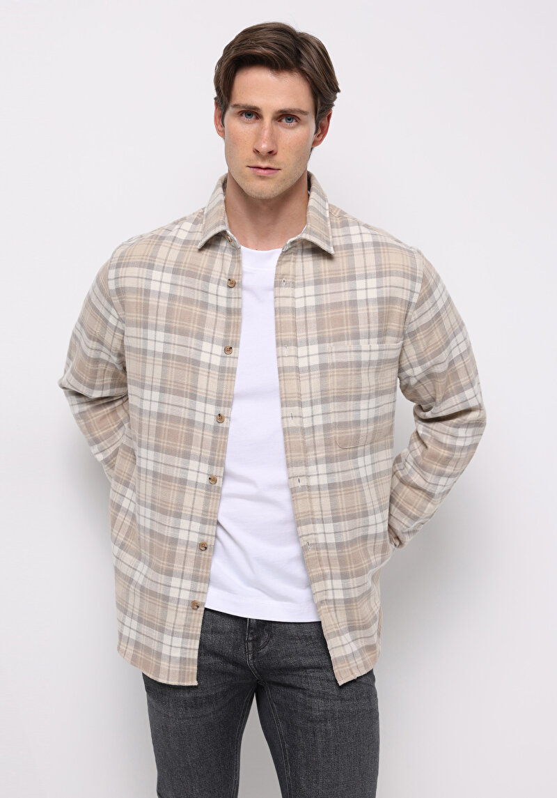 Зображення Сорочка З Довгим Рукавом Чоловіча Бежева  Cl1076286