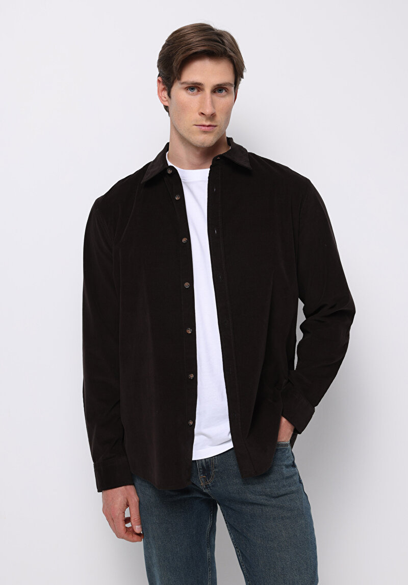 Зображення Сорочка З Довгим Рукавом Чоловіча Коричнева  Cl1077641