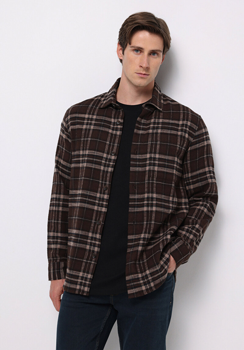 Зображення Сорочка З Довгим Рукавом Чоловіча Коричнева  Cl1076281