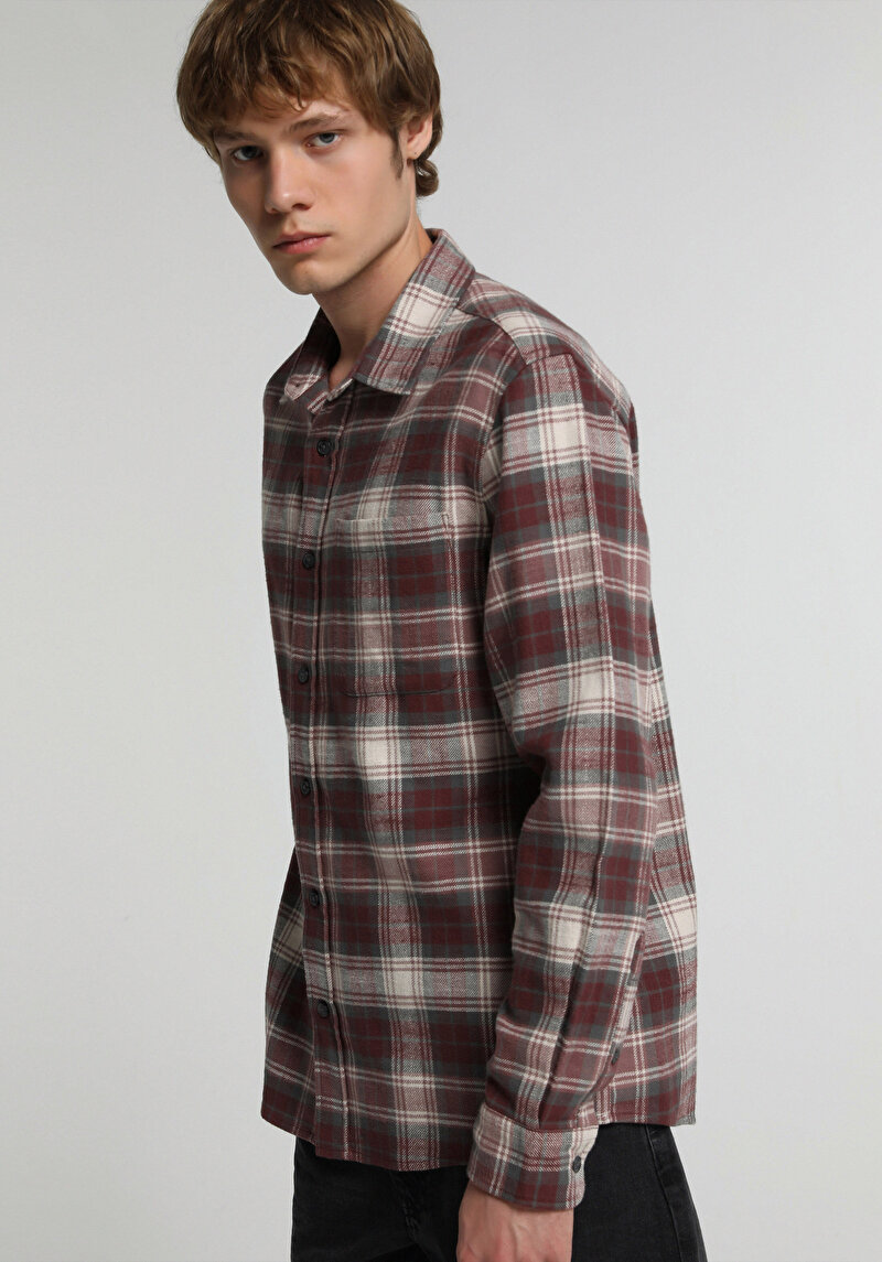 Зображення Сорочка З Довгим Рукавом Чоловіча Бордова Cl1075358