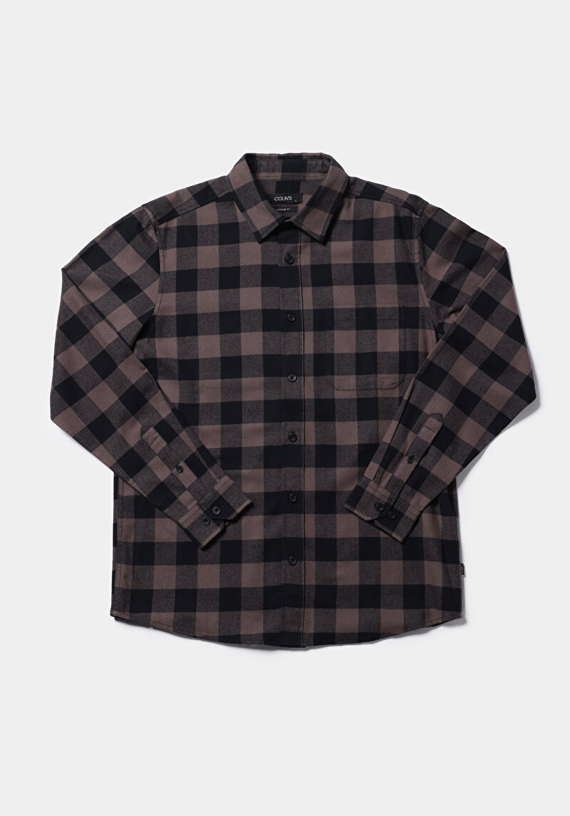 Показати інформацію про Сорочка З Довгим Рукавом Чоловіча Коричнева  Cl1077585