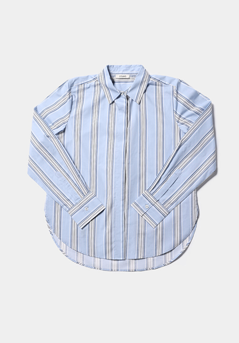 Показати інформацію про Сорочка З Довгим Рукавом Жіноча Блакитна  Cl1077660