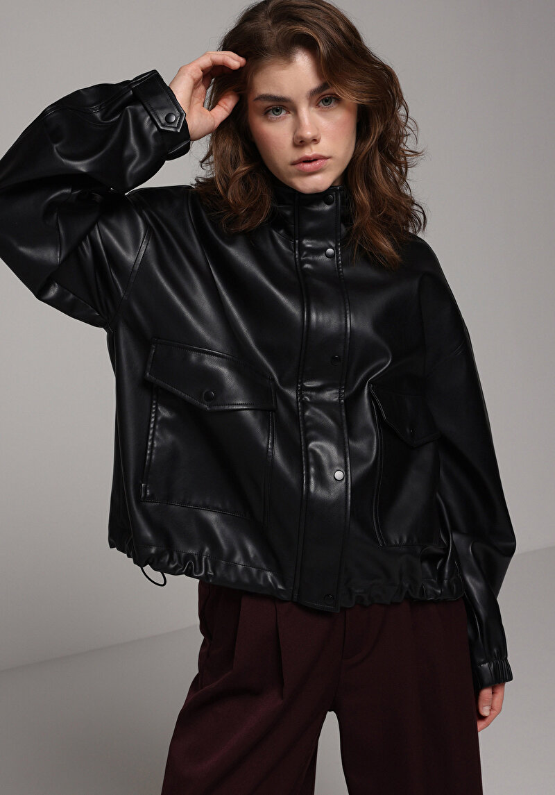 Зображення Куртка З Еко-шкіри Жіноча Чорна  Cl1077931